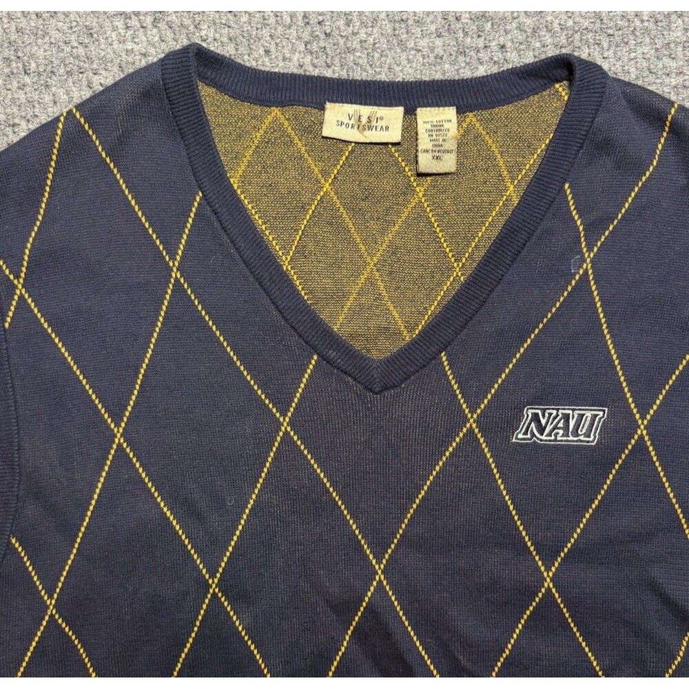 Northern Arizona University NAU Sweater Vest V-Neck Men's‎ Navy Golf Size XXL